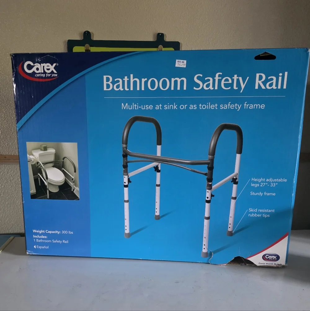 Carex Bathroom Safety Rail - Gray and White